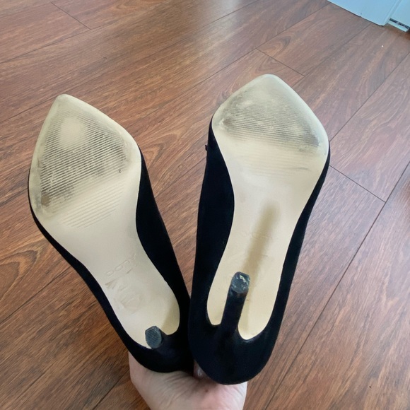 ALDO Black Faux Suede Pointed Lace-Up Ankle High Heels - Picture 7 of 13